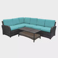 Leisure Made Jackson 5pc Wicker Sectional in Spa Blue Fabric