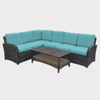 Leisure Made Jackson 5pc Wicker Sectional in Spa Blue Fabric