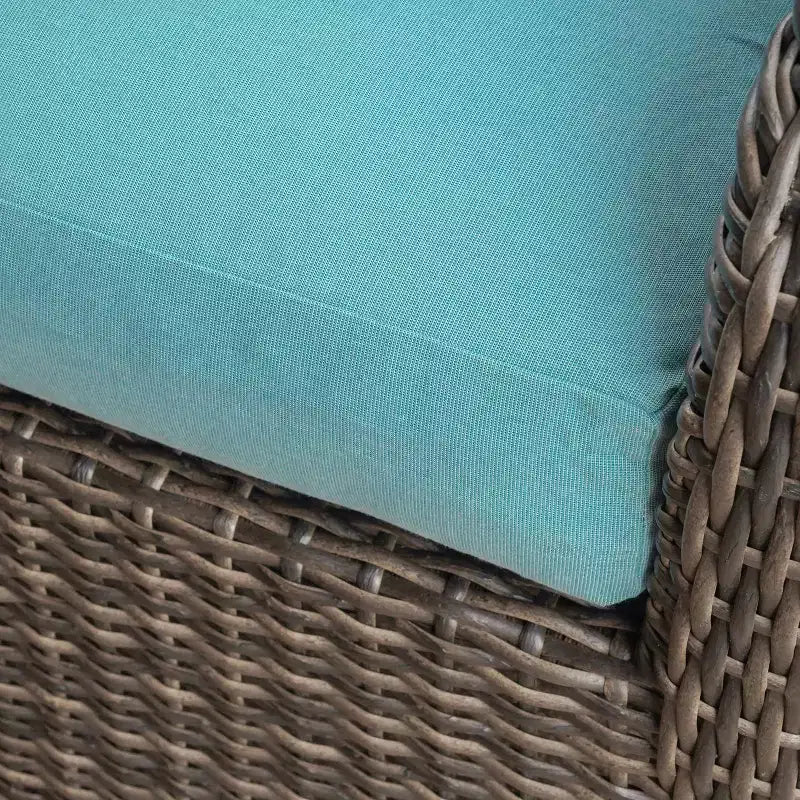 Leisure Made Jackson 5-teilige Korbgeflecht-Sitzgruppe aus Spa-Blau-Stoff