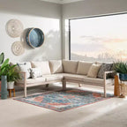 Linon 4-teiliges Melita-Akazienholz-Ecksofa- und Couchtisch-Set, Beige