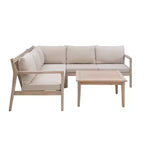 Linon 4-teiliges Melita-Akazienholz-Ecksofa- und Couchtisch-Set, Beige