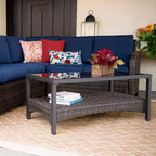 Leisure Made Jackson 5-teiliges Polyrattan-Modulsitzset mit marineblauem Stoff