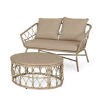 2pc Bruce Outdoor Wicker Loveseat & Coffee Table: Boho-Inspired, UV & Weather-Resistant - Christopher Knight Home