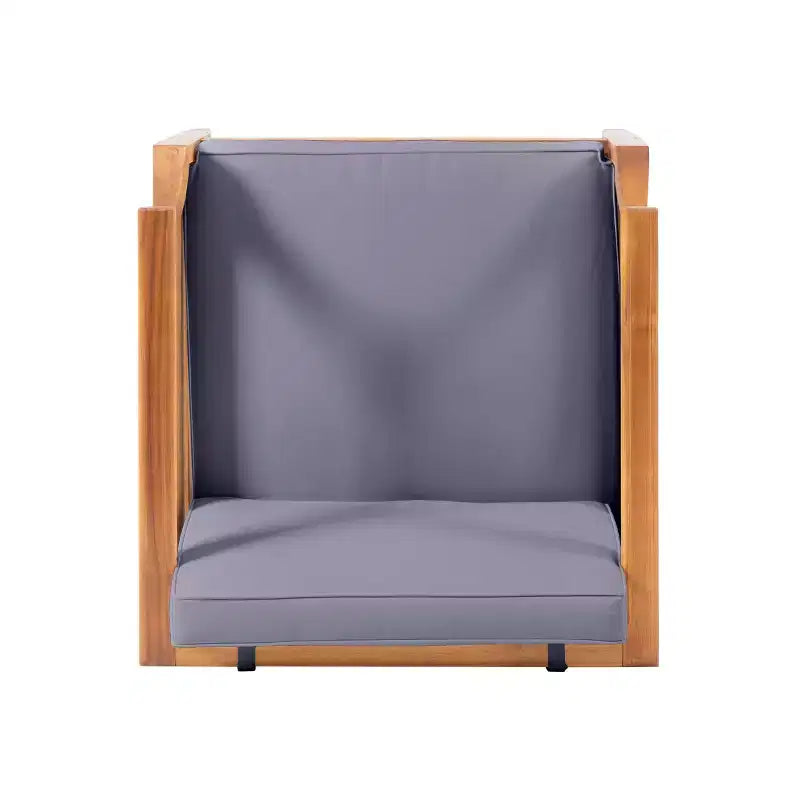 Ensemble modulable Aston 5 pièces en bois d’acacia, style moderne du milieu du siècle, avec fauteuil club, teck/gris foncé – Christopher Knight Home