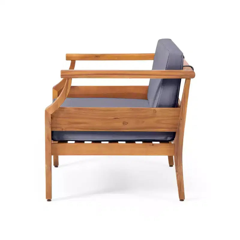 Ensemble modulable Aston 5 pièces en bois d’acacia, style moderne du milieu du siècle, avec fauteuil club, teck/gris foncé – Christopher Knight Home