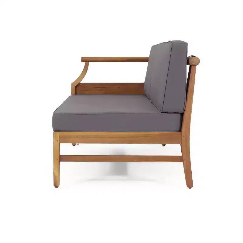 Ensemble modulable Aston 5 pièces en bois d’acacia, style moderne du milieu du siècle, avec fauteuil club, teck/gris foncé – Christopher Knight Home