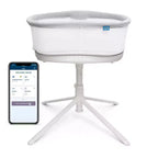 Berceau cododo pivotant connecté intelligent HALO BassiNest 3.0 pour bébé, gris : hauteur réglable, rotation à 360 degrés, vibrations, sons et berceuses