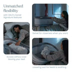 Berceau cododo pivotant connecté intelligent HALO BassiNest 3.0 pour bébé, gris : hauteur réglable, rotation à 360 degrés, vibrations, sons et berceuses