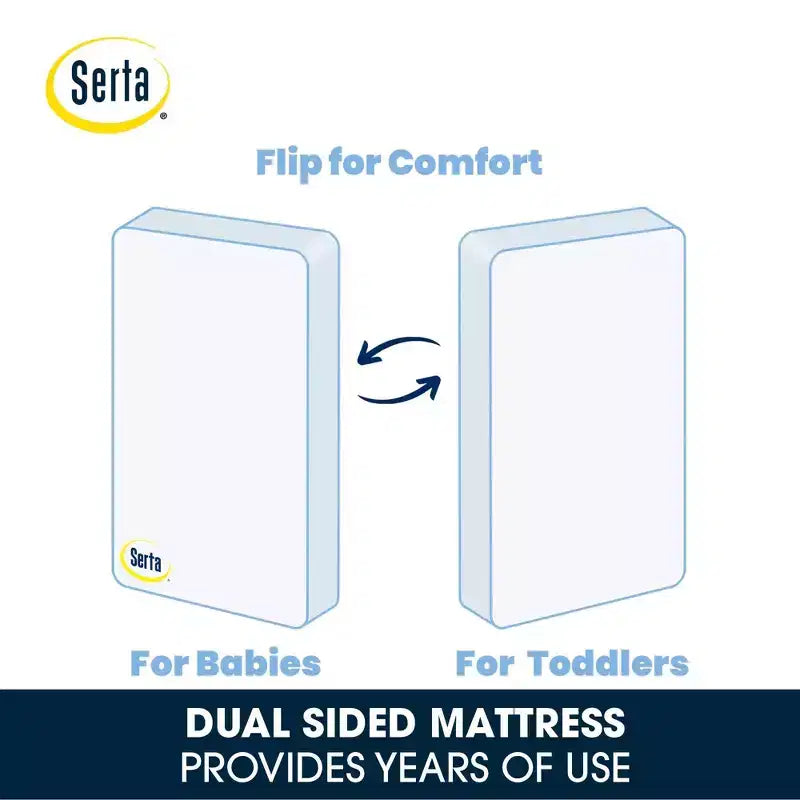 2-Stage Crib and Toddler Mattress with Cooling Cover, Firm, 5.25" Thick, 9.3 lbs