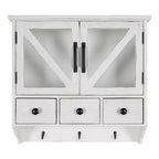 21" x 6" x 20" Hutchins Decorative Rustic Wood Wall Cabinet White - Kate & Laurel All Things Decor: Magnetic Glass Doors, Storage