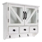 Armoire murale décorative rustique Hutchins de 21" x 6" x 20" en bois blanc - Kate & Laurel All Things Decor : portes en verre magnétiques, rangement