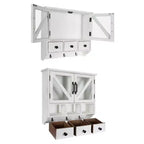 Armoire murale décorative rustique Hutchins de 21" x 6" x 20" en bois blanc - Kate & Laurel All Things Decor : portes en verre magnétiques, rangement