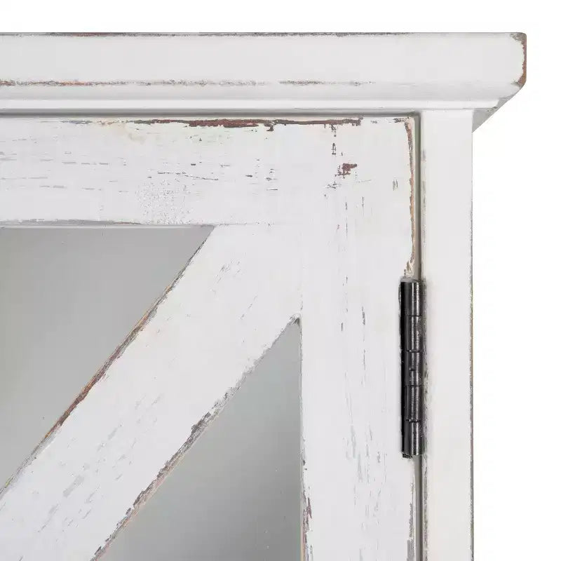 21" x 6" x 20" Hutchins Decorative Rustic Wood Wall Cabinet White - Kate & Laurel All Things Decor: Magnetic Glass Doors, Storage