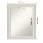 23" x 29" Non-Beveled Trio White Wash Silver Bathroom Wall Mirror - Amanti Art: Modern Rectangle, Includes Mount Hardware