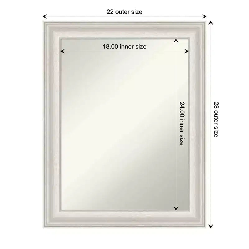 23" x 29" Non-Beveled Trio White Wash Silver Bathroom Wall Mirror - Amanti Art: Modern Rectangle, Includes Mount Hardware