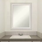 23" x 29" Non-Beveled Trio White Wash Silver Bathroom Wall Mirror - Amanti Art: Modern Rectangle, Includes Mount Hardware