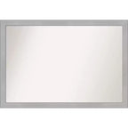 Amanti Art 39" x 27" Non-Beveled Vista Brushed Nickel Narrow Bathroom Wall Mirror: Modern Rectangle, Wall Mount, Includes Hardware