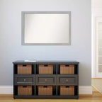 Amanti Art 99,06 cm x 68,58 cm-es, fazetta nélküli Vista szálcsiszolt nikkel keskeny fürdőszobai falitükör: modern téglalap alakú, falra szerelhető, rögzítőelemekkel
