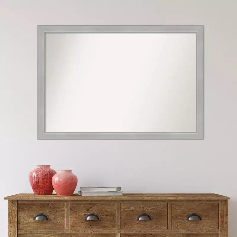 Amanti Art 99,06 cm x 68,58 cm-es, fazetta nélküli Vista szálcsiszolt nikkel keskeny fürdőszobai falitükör: modern téglalap alakú, falra szerelhető, rögzítőelemekkel
