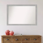 Amanti Art 99,06 cm x 68,58 cm-es, fazetta nélküli Vista szálcsiszolt nikkel keskeny fürdőszobai falitükör: modern téglalap alakú, falra szerelhető, rögzítőelemekkel