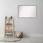 Amanti Art 99,06 cm x 68,58 cm-es, fazetta nélküli Vista szálcsiszolt nikkel keskeny fürdőszobai falitükör: modern téglalap alakú, falra szerelhető, rögzítőelemekkel