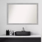 Amanti Art 99,06 cm x 68,58 cm-es, fazetta nélküli Vista szálcsiszolt nikkel keskeny fürdőszobai falitükör: modern téglalap alakú, falra szerelhető, rögzítőelemekkel