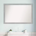 Amanti Art 99,06 cm x 68,58 cm-es, fazetta nélküli Vista szálcsiszolt nikkel keskeny fürdőszobai falitükör: modern téglalap alakú, falra szerelhető, rögzítőelemekkel