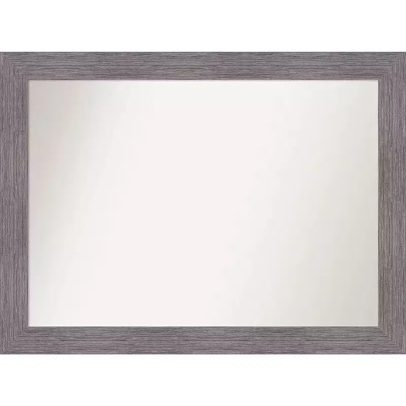 44" x 33" Non-Beveled Pinstripe Plank Gray Wall Mirror - Amanti Art