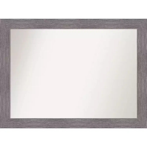 44" x 33" Non-Beveled Pinstripe Plank Gray Wall Mirror - Amanti Art