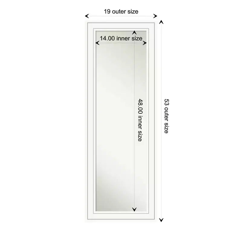 19" x 53" Non-Beveled Craftsman White Wood on The Door Mirror - Amanti Art