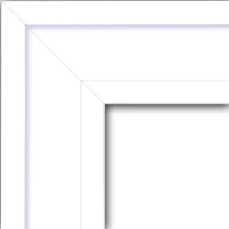 19" x 53" Non-Beveled Craftsman White Wood on The Door Mirror - Amanti Art