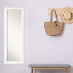 19" x 53" Non-Beveled Craftsman White Wood on The Door Mirror - Amanti Art
