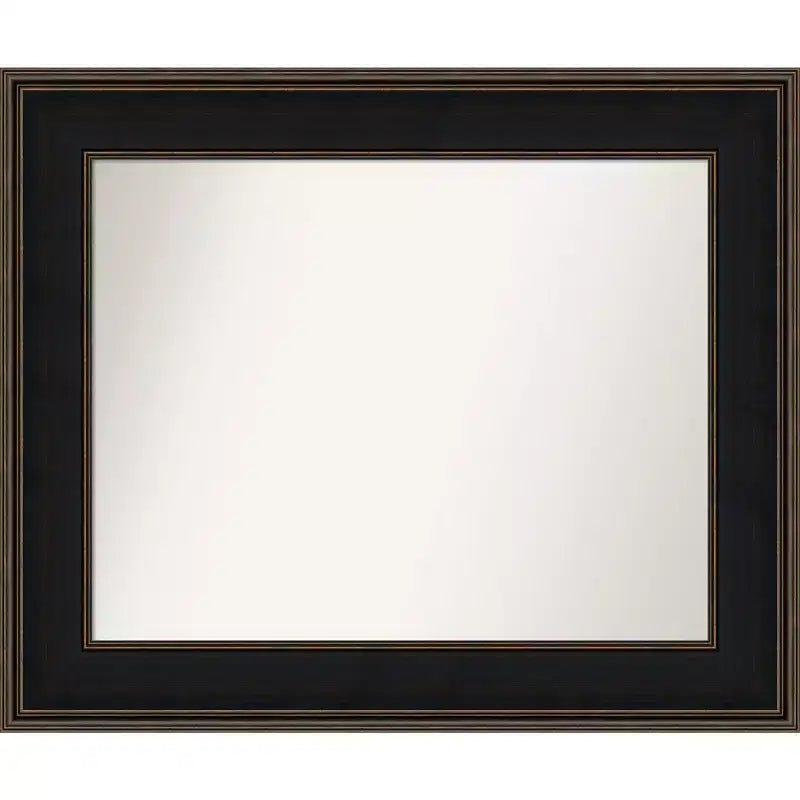 36" x 30" Non-Beveled Mezzanine Wood Bathroom Wall Mirror Espresso Brown - Amanti Art: Modern Rectangular, Wall Mounted, Wood Frame