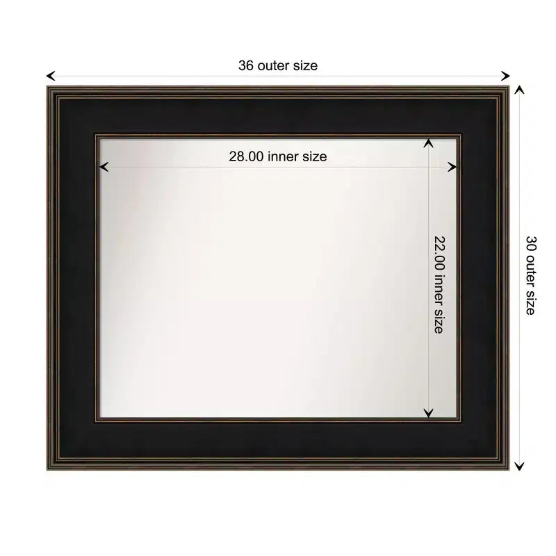 36" x 30" nem fazettázott Mezzanine fa fürdőszobai fali tükör eszpresszóbarnában – Amanti Art: modern téglalap alakú, falra szerelhető, fa kerettel