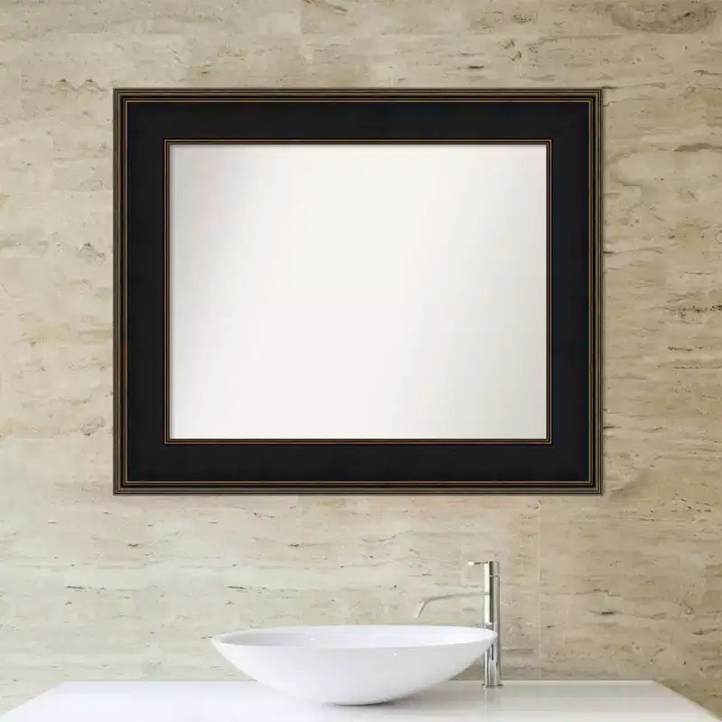 36" x 30" nem fazettázott Mezzanine fa fürdőszobai fali tükör eszpresszóbarnában – Amanti Art: modern téglalap alakú, falra szerelhető, fa kerettel