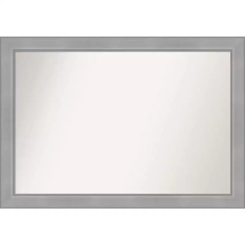 Amanti Art 40"x28" Non-Beveled Vista Brushed Nickel Bathroom Wall Mirror: Modern Rectangle, Wall Mount, Includes Hardware