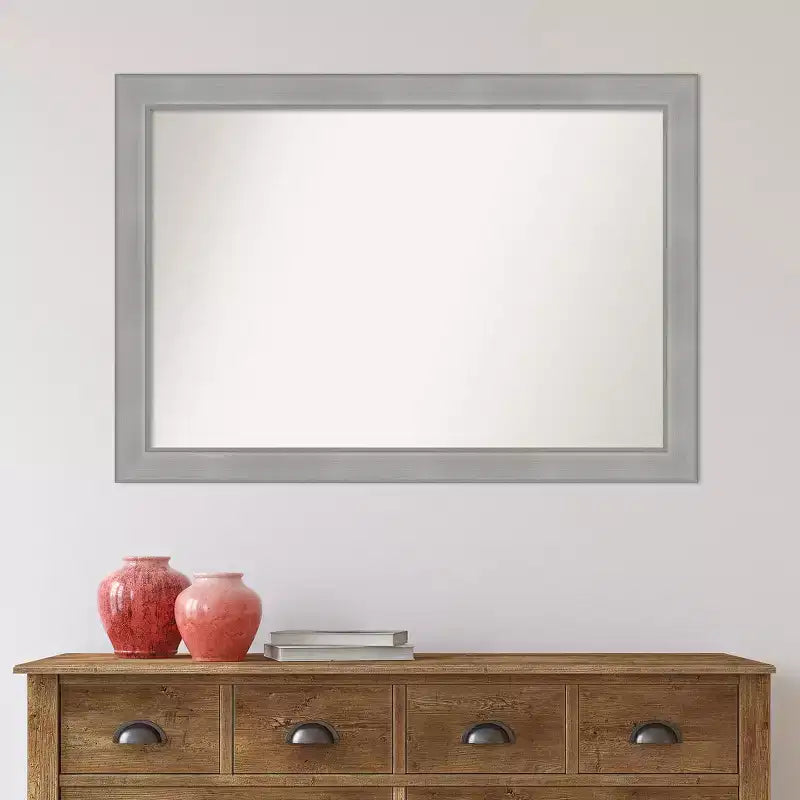 Amanti Art 101,6 cm x 71,12 cm-es, fazetta nélküli Vista szálcsiszolt nikkel fürdőszobai falitükör: modern téglalap alakú, falra szerelhető, rögzítőelemekkel