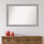 Amanti Art 101,6 cm x 71,12 cm-es, fazetta nélküli Vista szálcsiszolt nikkel fürdőszobai falitükör: modern téglalap alakú, falra szerelhető, rögzítőelemekkel
