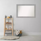 Amanti Art 101,6 cm x 71,12 cm-es, fazetta nélküli Vista szálcsiszolt nikkel fürdőszobai falitükör: modern téglalap alakú, falra szerelhető, rögzítőelemekkel