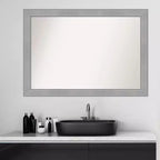 Amanti Art 101,6 cm x 71,12 cm-es, fazetta nélküli Vista szálcsiszolt nikkel fürdőszobai falitükör: modern téglalap alakú, falra szerelhető, rögzítőelemekkel