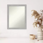 21" x 27" Non-Beveled Vista Brushed Nickel Narrow Wall Mirror - Amanti Art: Modern Rectangle, Includes Mounting Hardware