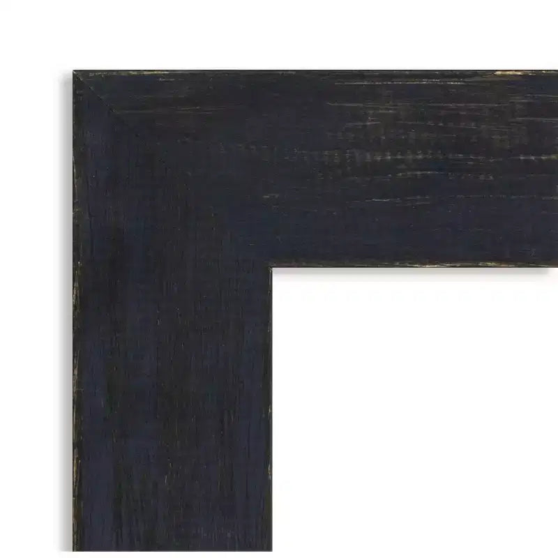 101,6 cm x 71,12 cm-es, fazetta nélküli, sötétkék hajópadlómintás fa fürdőszobai falitükör – Amanti Art: téglalap alakú, rögzítőelemekkel