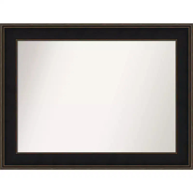 46" x 35" Non-Beveled Mezzanine Wood Bathroom Wall Mirror Espresso Brown - Amanti Art: Includes Mounting Hardware