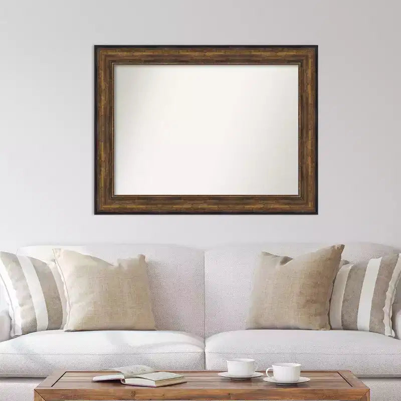 46" x 35" bronzefarbener Wandspiegel „Ballroom“ ohne Facettenschliff – Amanti Art: modernes Rechteck, Polystyrolrahmen, inklusive Befestigungsmaterial