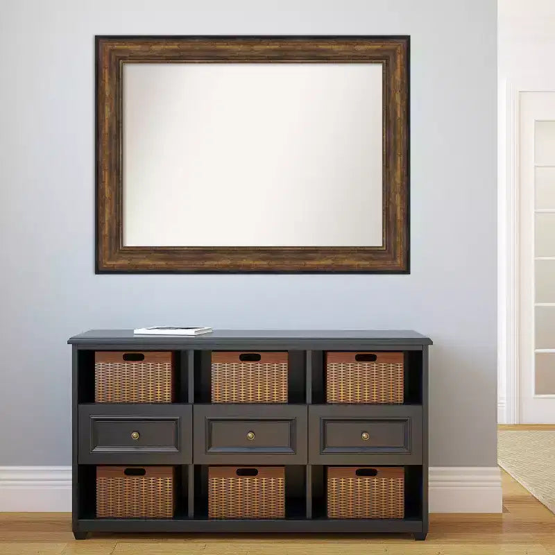 46" x 35" bronzefarbener Wandspiegel „Ballroom“ ohne Facettenschliff – Amanti Art: modernes Rechteck, Polystyrolrahmen, inklusive Befestigungsmaterial
