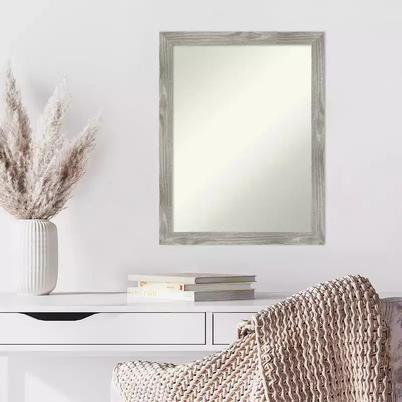21" x 27" Non-Beveled Dove Gray Wash Square Wall Mirror - Amanti Art