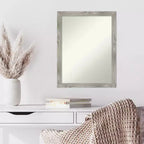 21" x 27" Non-Beveled Dove Gray Wash Square Wall Mirror - Amanti Art