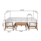 GDFStudio Abena 8-zits U-vormige loungeset voor buiten van acaciahout, inclusief kussens