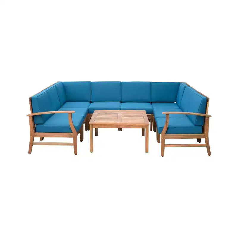 GDFStudio Abena 8-zits U-vormige loungeset voor buiten van acaciahout, inclusief kussens