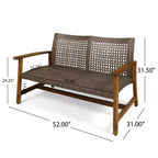 Juego de conversación de exterior para 4 personas Christopher Knight Home Augusta, de madera de acacia y mimbre, con fogón